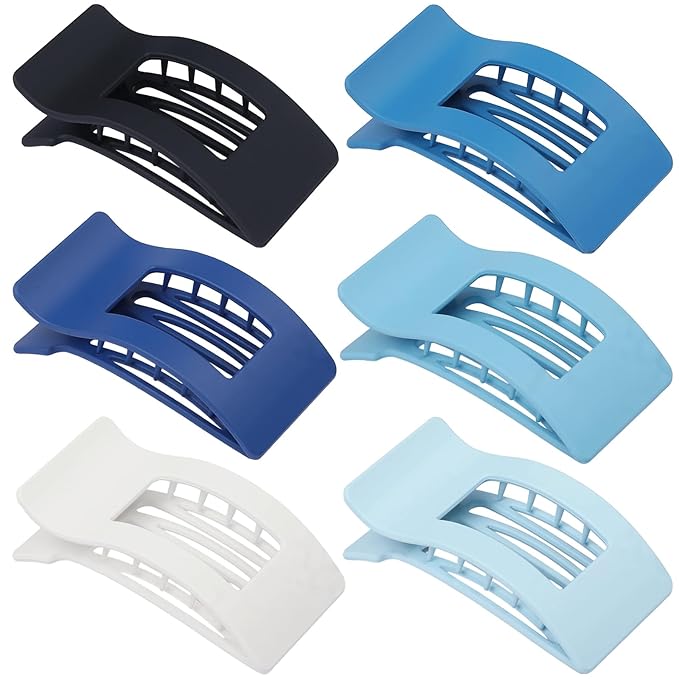 French Flat Hair Clips for Women 6pcs Hair Claw Clips for Thick or Thin Hair Matte Claw Clips for Girls Barrettes Non-Slip Strong Hold Hair Accessories for Women (Blue)