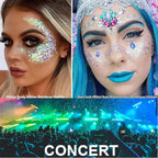 Go Ho Red and White Body Glitter Set,Singer Concerts Face Glitter Gel Makeup,Holographic Long Lasting Chunky Sequins Glitters for Eye Lip Hair Nails,Festival Rave Accessories,Red&White