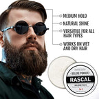 Original Rascal Deluxe Pomade for Men #3 - Matte Molding Hair Paste with Medium Hold & High Shine - Men's Styling Care Solution Product for All Hair Types - Natural Infused with Beeswax & Mineral Oil