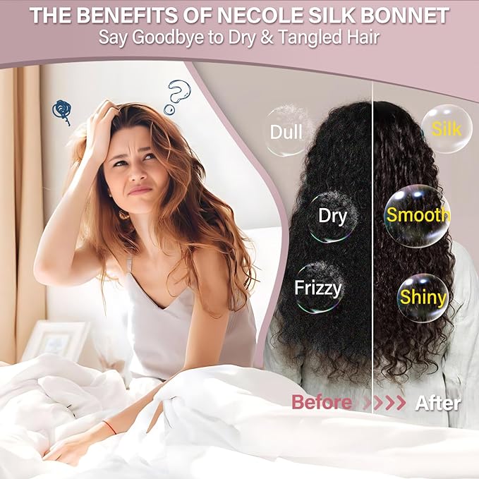 Silk Bonnet for Women 100% Mulberry Silk Sleep Cap 22 Momme Double Layer Hair Wrap for Curly Short Long Hair