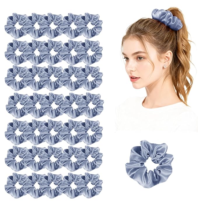 36Pack Womens Silk Scrunchies Satin Scrunchy Hairtie Hairbands Silky Hair Ties Elastics Hairs Bow Accessory Ponytail Holder