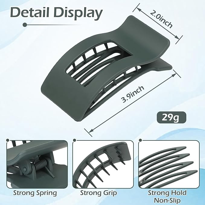 French Flat Hair Clips for Women 6pcs Hair Claw Clips for Thick or Thin Hair Matte Claw Clips for Girls Barrettes Non-Slip Strong Hold Hair Accessories for Women (Dark Colorful)