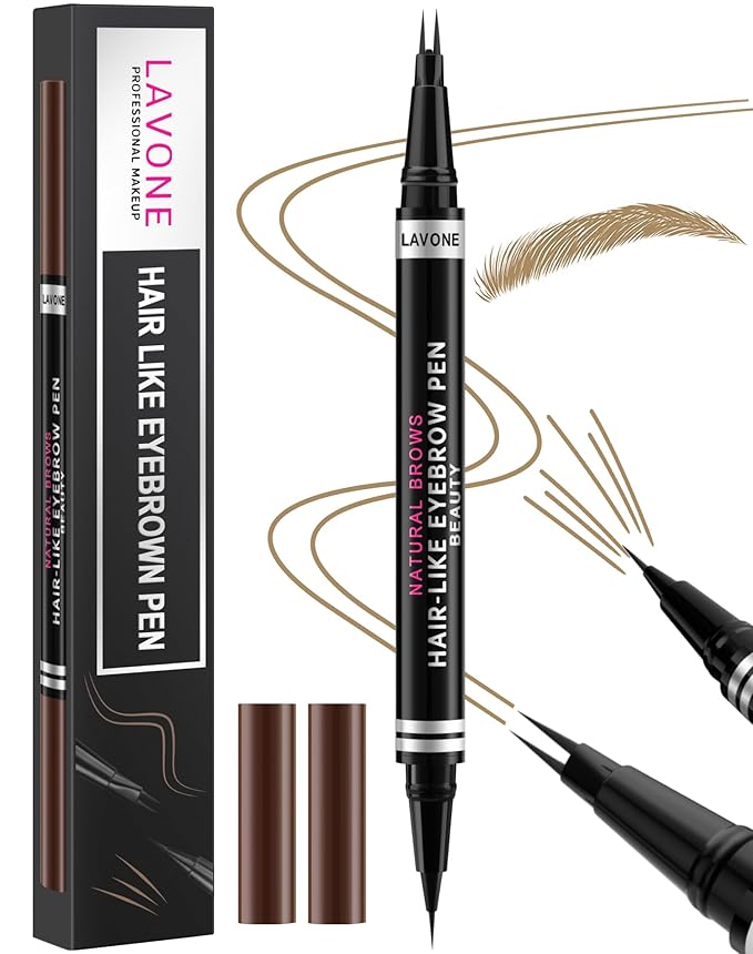Eyebrow Pencil, 2-in-1 Waterproof Eyebrow Pen, with 2 Tip Microblading Eyebrow Pencil and Ultra-Precise Brow Pencil, with Eyebrow Brush, Eyebrow Pencils for Women, Natural Hair-Like Brows - Blonde