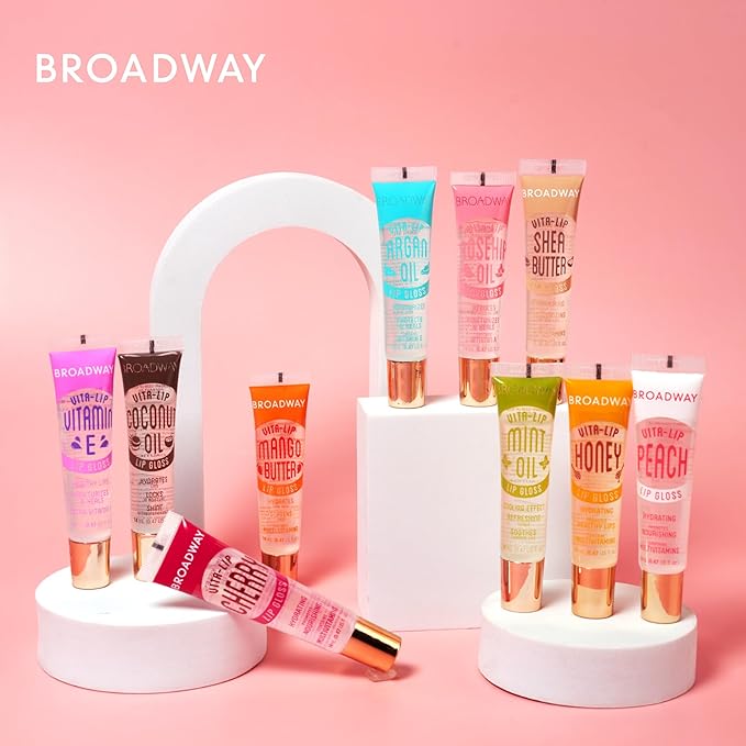 Ruby Kisses Broadway Vita-Lip Clear Lip Gloss 6pcs (Cherry), Ultra-Hydrating & Soothing Formula with Vitamin Oils, High-Shine Non-Sticky Finish, Healing Glossy Lip Balm Locks in Moisture