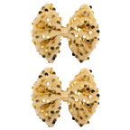 Velvet Sequin Hair Bows Elegant Gold Bow for Women Girls, 4in Glitter Handmade Hair Clips Alligator Clips Sparkly Ponytail Holder Hair Accessories for Christmas, Birthday Party, Wedding, Valentines