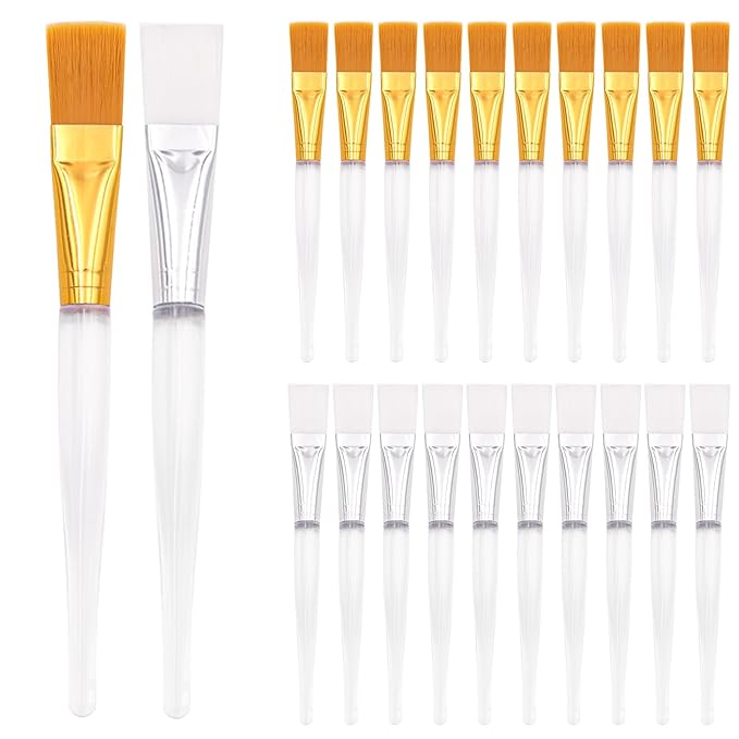 20 Pieces Facial Mask Brushes Facial Applicator Soft Makeup Mask Acid Brush Esthetician Cosmetic Brush for Mud Cream, Makeup Peel (White and Yellow)