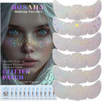 24 pcs Holographic Multichrome Glitter Freckles Face Tattoo, Waterproof Sparkle Face Glitter Speckles Patches for Women, Cute Star Glitter Temporary Tattoo Makeup Accessories for Festival Rave