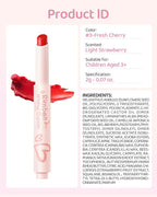 RUNBEN Kids Tinted Lip Balm, Fresh Cherry Lips Gloss, 24H Moisturizing, Safe & Non-toxic Lipstick for Kids & Teen, Christmas Makeup Gift for Girls, 2g