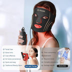 FOLOKE LED Light Therapy Mask Skin Care Mask, LED Red 630±5nm & NIR 830nm Wavelength for Home Use(TAN)