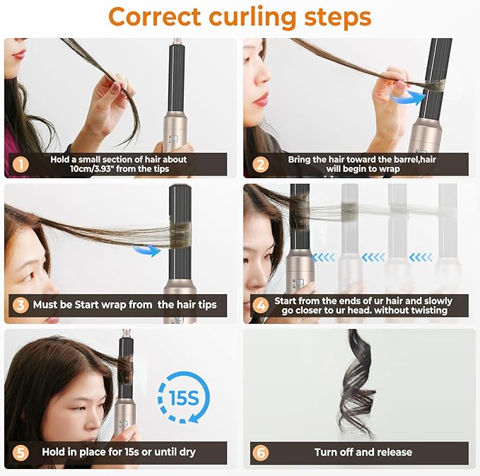 6 in ONE Blow Dryer Brush,Air Curling Iron Round Brush Blow Dryer 800W,Ionic Hair Dryer Brush for Women, Hot Air Brush Hair Styling Tools 100-120V