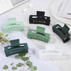 3.5 Inch Medium Hair Claw Clips 6 Pack Hair Clips for Women Square Rectangle Claw for Hair Banana Jaw Clips Hair Accessories for Girls (Green)