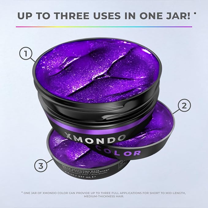 XMONDO Color Super Purple Depositing Mask & Semi-Permanent Purple Dye | Infused with Bond Booster Technology & Hyaluronic Acid for Nourishment, Revitalization & Repair, Vegan Formula, 8 Fl Oz 1-Pack