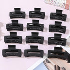 3.5 Inch Medium Hair Claw Clips 12 Pcs Square Claw for Thick and Thin Hair Rectangular Rectangle Hair Clips Jaw Clips Bulk Hair Accessories for women and Girls (Black)