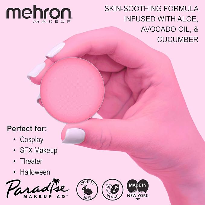 Mehron Makeup Paradise Makeup AQ Refill Size | Stage & Screen Performance, Face & Body Painting, Beauty, Cosplay, and Halloween | Water Activated Face Paint, Body Paint .25 oz (7 ml) - Pastel Pink