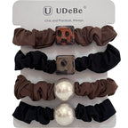 Silk Scrunchies Hair Ties 4Packs – Super Soft Thin Hair Scrunchies, Gentle on Hair, Faux Pearl Decorated Hair Accessories for Women