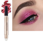 Rose Red Eyeshadow Stick Makeup, Highlighter Matte Cream Eye Shadow Pencil, Waterproof Hypoallergenic Long Lasting Crayon, Glitter Primer Palette Shimmer Eyeliner Pen wiht Soft Brush