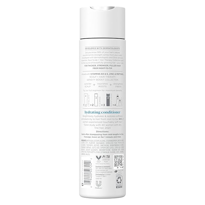 Dove Density Boost Hydrating Conditioner Scalp Therapy for Dry Hair, with Vitamin B3, Zinc and 0% Sulfates, 9.25 oz