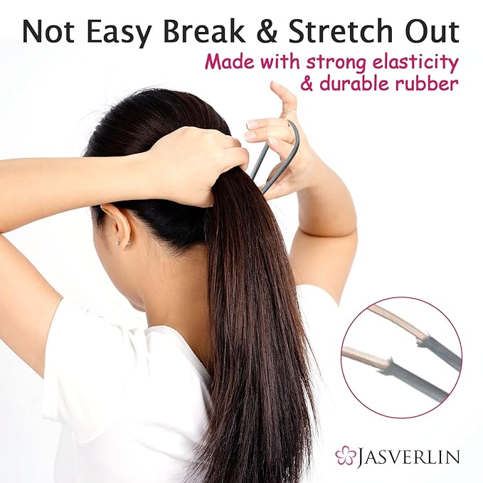 Gray Hair Elastics Ties, No Metal Ponytail Holders for Women Girls Men Guys Thick Curly Hair Styling Accessories No Pull Damage Crease Breakage 50pcs (Gray)