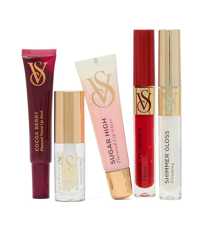 Victoria's Secret 5 Piece Assorted Lip Gloss Gift Set, Flavored Gloss for Women