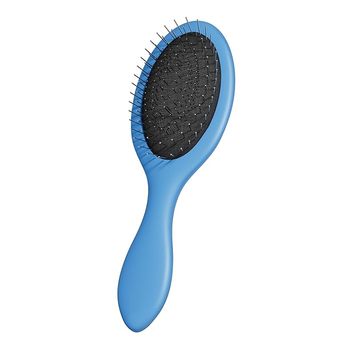 WeiLa Anti-Static Hair Brush Oval, Stainless-Steel Bristles Detangler for Wigs & Hair, ABS Handle (Sea, Regular)
