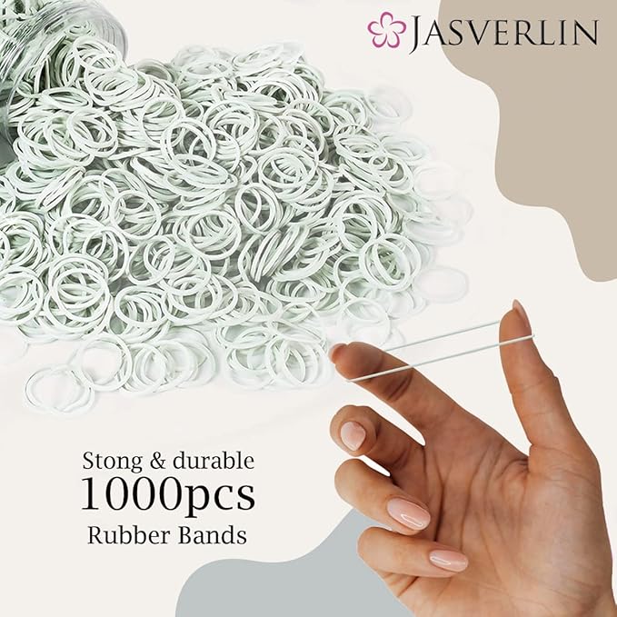 3/4 Inch White Rubber Bands Hair Ties for Braids Ponytail, Mini Soft Hair Bands Styling Accessories for Thick Toddler Girls Women 1000PCS