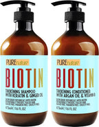 Biotin Shampoo and Conditioner Set - Volume Boosting Formula for Men and Women to Help Thinning Hair - Sulfate and Paraben Free with Thickening Properties - Volumizing Products to Improve Fullness