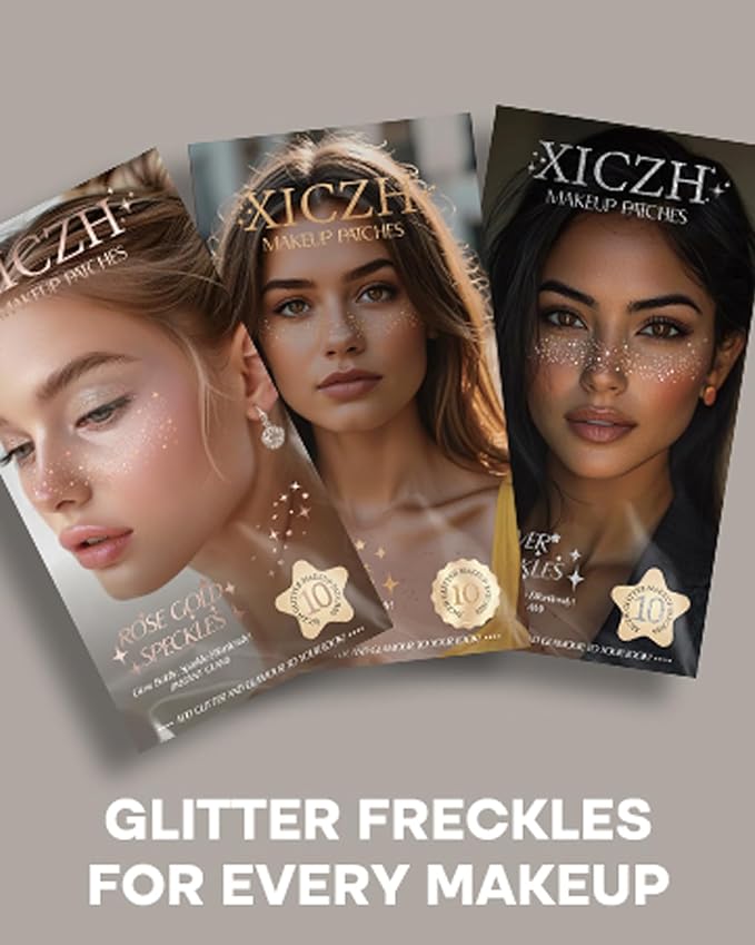 Face Glitter, Body and Face Glitter Makeup Patches for Women Girls, Waterproof Festival Rave Accessories fit Country Concert Outfits (Silver - 10 pcs)