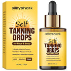 Facial Self Tanning Drops (1 Fl Oz), Tanning Drops for Face & Body, Gradual Bronzing Effect, Lightweight Tanner for Sensitive Skin, Natural Sun-Kissed Glow, Dark Shade