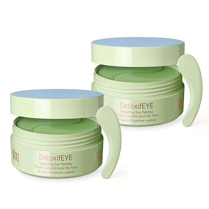 Pixi DetoxifEYE 2-Pack | Depuffing Hydrogel Under-Eye Patches|Cucumber, Gold & Caffeine for Puffy Eyes and Dark Circles | 2 Boxes, 60 pairs, 120 Patches