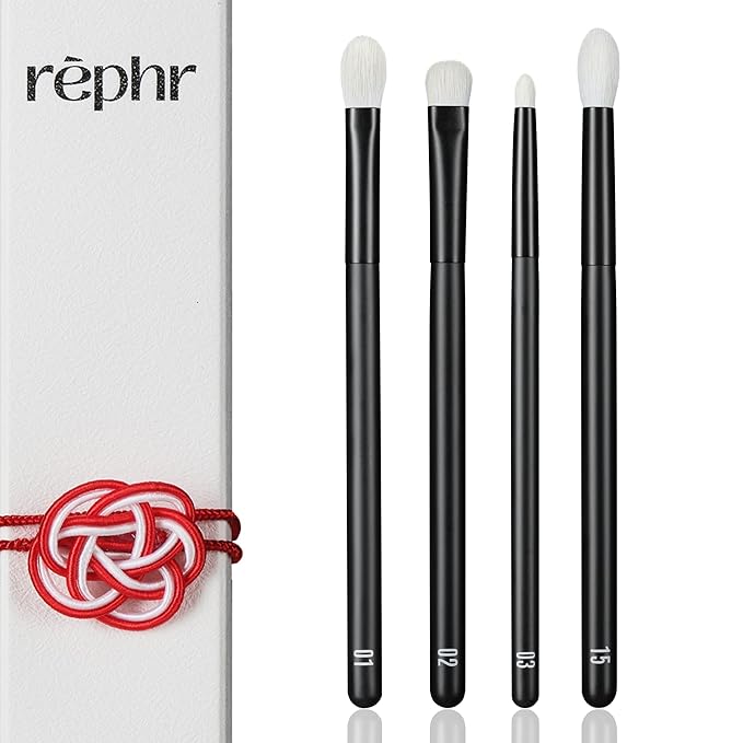 rephr The Core Eye Set – 4 Natural Goat Hair Makeup Brushes for Blending, Shading, Detail & Crease, Handmade in Kumano, Japan