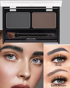 Eyebrow Powder Makeup Kit,2 Colors Waterproof Eye Brow Powder Makeup Palette Long-Lasting for Women,Grey Dark Brown Brow Fill&Sculpt Natural Eyebrow Contour for Sparse Brow with Brow Brush &Razor-04