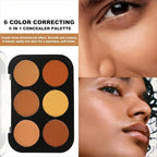 Corlo Cream Contour Palette, 6 Colors Concealer Correct Full Coverage Foundation Palette for Dark Circles Makeup (Light)