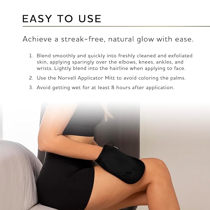 Norvell Venetian Self Tanning Set – 8 Fl Oz Mousse with Bronzer and Reusable Applicator Mitt for Natural-Looking, Streak-Free Tan