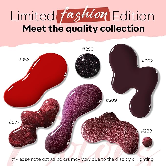 modelones Nail Polish Set 6 Colors, Dark Red New Year Cat Eye Burgundy Glitter Quick Dry Mini Nail Lacquer Kit Magnetic Maroon Purple Cherry DIY Home Nail Art Manicure Gifts for Women Girls