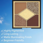 Boobeen 5-Color Eyeshadow Palette, Brown Neutral Tones with Matte Shimmer Glitter Finishes, Long-Lasting Everyday Makeup Palette，Blendable & Pigmented,Travel-Friendly