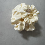 3 Pieces Satin Scrunchies Set for Hair No Crease Elastic Hair Ties for Women and Girls (Beige)