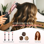 Automatic Curling Iron 1 Inch with 3-in-1 Interchangeable Barrels, Anti-Tangle Beach Waves Hair Curler, Beginner Friendly Dual Voltage Travel Curling Wand for Long Short Hair Pink, Gifts for Women Pro