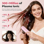 Go Brush Pro 2026 Hair Straightener Brush 300 Million Negative Ionic Portable Hair Straightener Comb for Women with 4 Temps Fast Heating MCH Ceramic Coating Smooth Frizz Hair Light Pink