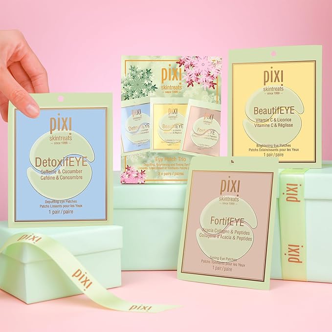 Pixi Beauty Holiday Eye Patch Trio | 3 Single Use Eye Patches for Depuffing, Hydrating & Toning Under-Eyes | 3 pairs, 6 patches