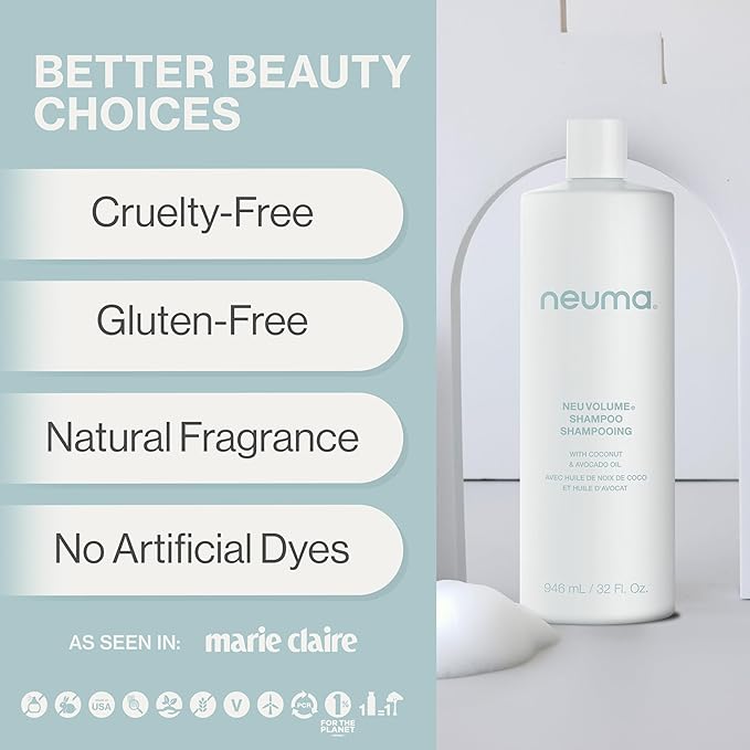 Neuma Neu Volume Shampoo 32 Fl. Oz. Fennel, Ylang Ylang, Patchouli, and Vanilla Scent, Sulfate Free Shampoo