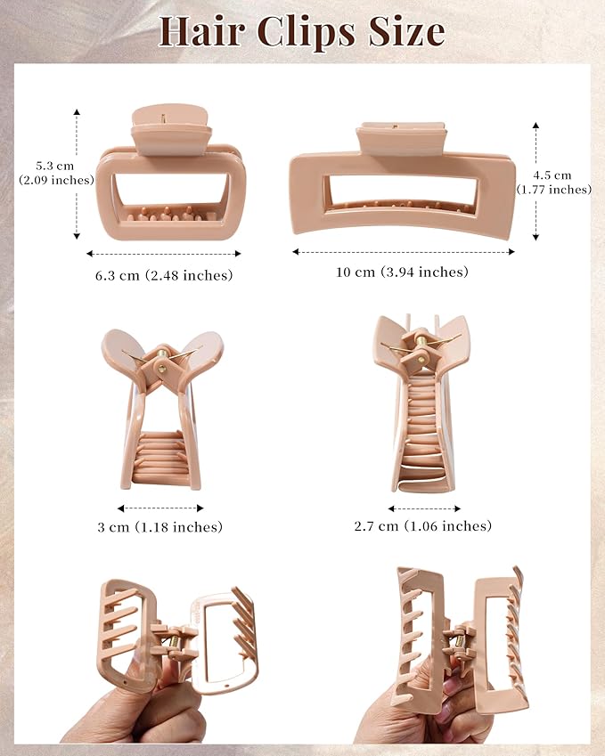 Mesovor 2 Styles Silicone Flexible Hair Claw Clips, 6 Pack Soft Bendable Hair Clips for Women | Rectangle Small Large Cozy Hairclips (Dark Khaki, Coffee, Black)