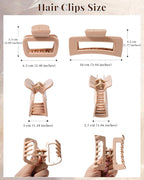 Mesovor 2 Styles Silicone Flexible Hair Claw Clips, 6 Pack Soft Bendable Hair Clips for Women | Rectangle Small Large Cozy Hairclips (Dark Khaki, Coffee, Black)