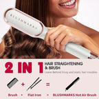 Hair Straightening Brush, Upgraded Negative Ionic Straightener Comb and Blow Dryer 2 in 1 for Women and Girl, 3 Optional Mode, Hot Air & Cold Air and Straighten & Curl Hair, Idea Gift