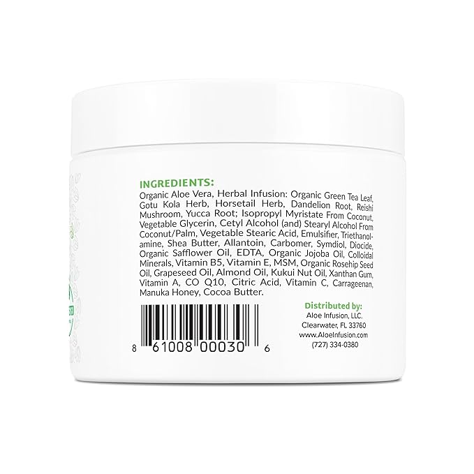 Aloe Infusion Aloe Vera Face & Body Cream – Natural Moisturizer for Dry, Sensitive & Irritated Skin – Hydrating, Non-Greasy Lotion with Shea Butter & Manuka Honey – After-Sun Care & Eczema Cream