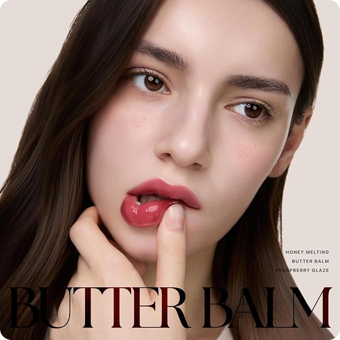 Nature Republic Honey Melting Lip Butter Balm – Moisturizing Tinted Plumping Lip Balm with Peptides, for Sheer & Glossy, Fuller-Looking Lips, Stocking Stuffers (RASPBERRY GLAZE)