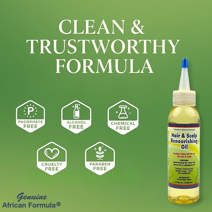Hair & Scalp Renourishing Oil 4oz (118.29ml) | Lightweight Natural Treatment with Essential Oils, Shea Butter & Vitamin E | Strengthens, Nourishes & Restores Dry, Brittle Hair & Split Ends