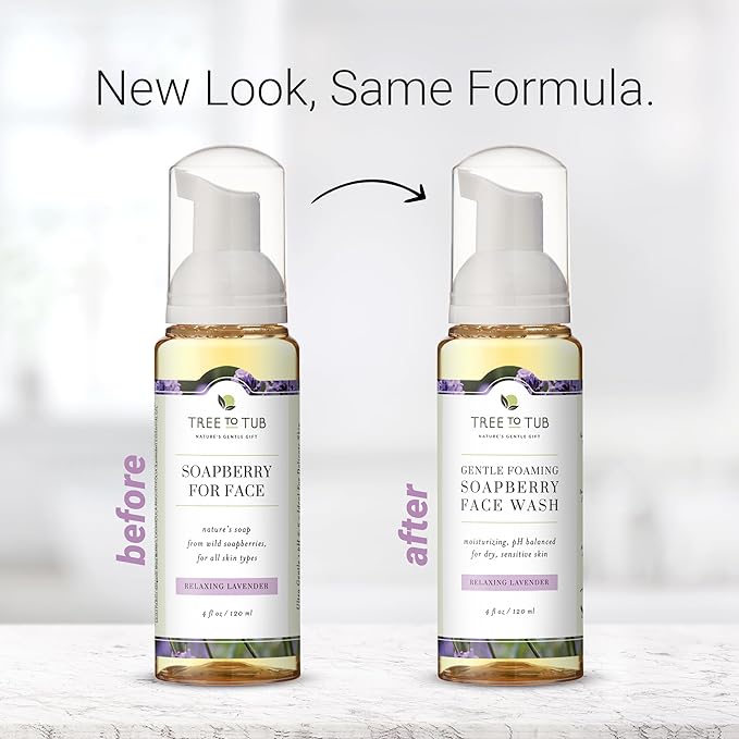 Tree to Tub Sensitive Skin Face Wash for Dry Skin - Moisturizing Gentle Face Cleanser for Women & Men, Hydrating Foaming Facial Cleanser, Daily Face Soap w/Organic Aloe Vera, All Natural Lavender Oil