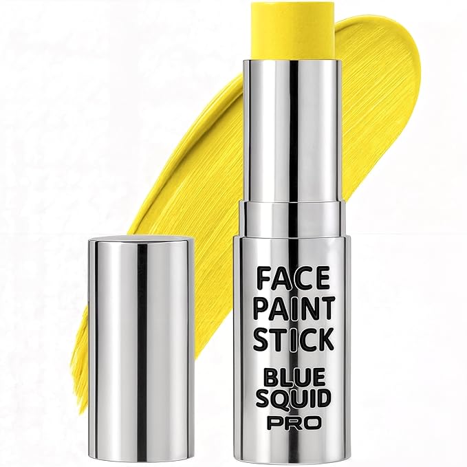 Blue Squid PRO Yellow Face Paint Stick - Waterproof Body Paint for Adults & Kids Eye Black Baseball, Softball - Vegan Hypoallergenic Twist-Up Non-Toxic Makeup Stick for Cosplay, Sports & SFX