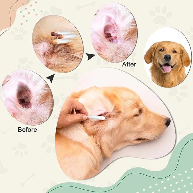 200 PCS Dog Ear Cleaning Kit; 6-Inch Large Cotton Swabs for Gentle & Effective Cleaning. Safe and Hygienic Pet Ear Cleaning Solution