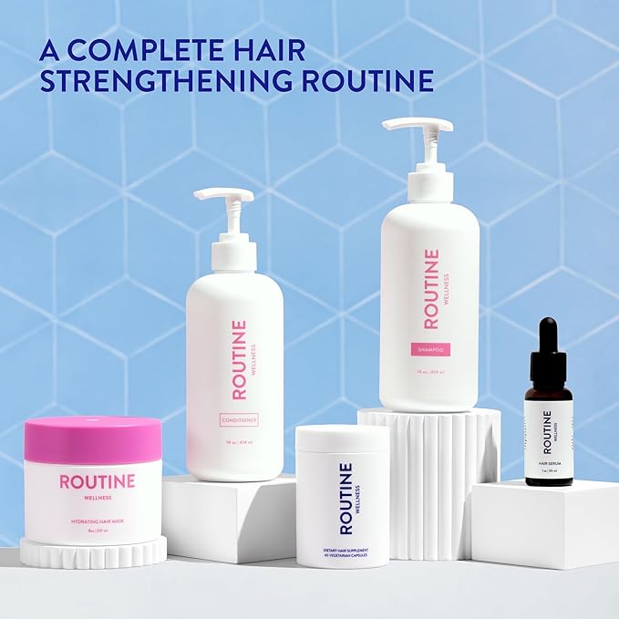 Routine Wellness 1 Liter Anti-Thinning Volumizing Shampoo and Conditioner Set for Thinning Hair & Hair Loss - Grow Your Confidence with Biotin & DHT Blockers - 1 Liter Cucumber Set